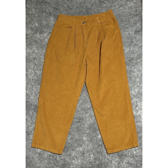 Mustard Corduroy Double Pleated Pants Women’s XL 30 Classiccore Academia Y2K - Picture 3 of 17